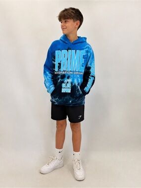 PRIME Hydration Drink Blue Raspberry Tie-Dye Hoodie big kids large